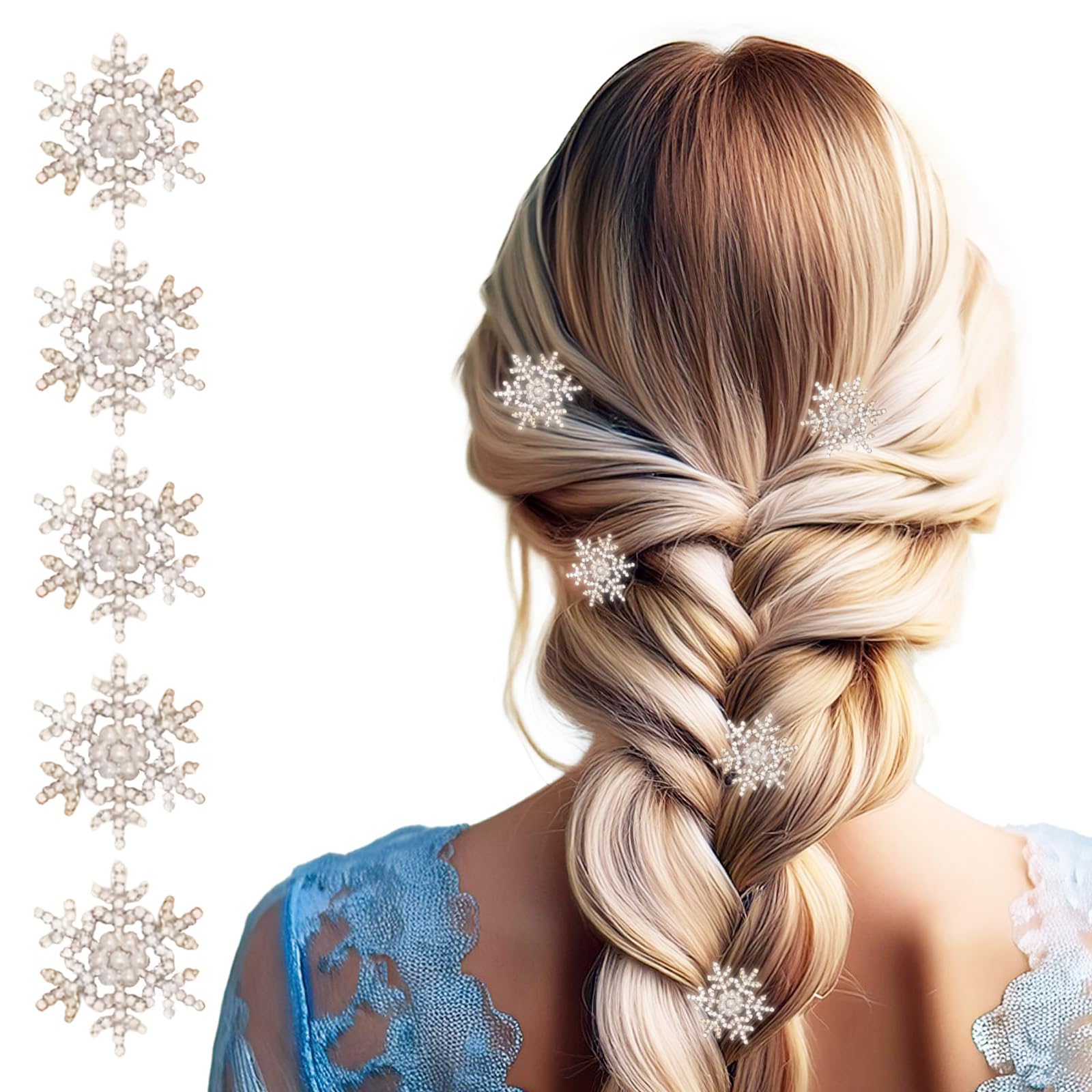 雪の結晶 チェックリボン ベビーヘアクリップ ヘアピン ヘアゴム ヘア