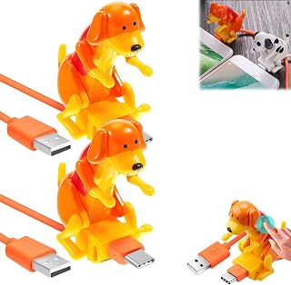 Dog Phone Charger, /Anxiety Dog Charger for iPhone, Portable Dog Charging Cable Dog Smartphone USB Cable Charger, Dog Phone Charger That Moves with Type-C(Yellow 2Pcs,For IPhone)