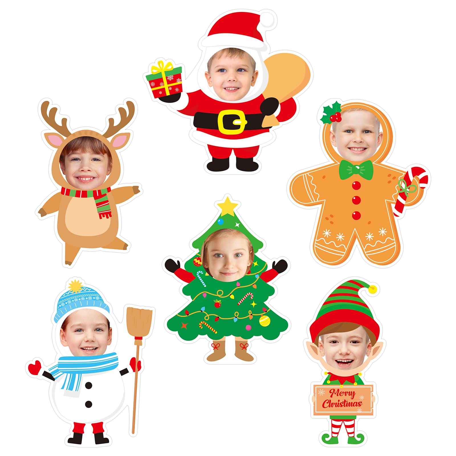 36 Pcs Christmas Tree Cutouts for Bulletin Board Decoration Santa Claus Snowman Cutouts with Photo Space for Teacher DIY Craft for Christmas Classroom Wall Décor