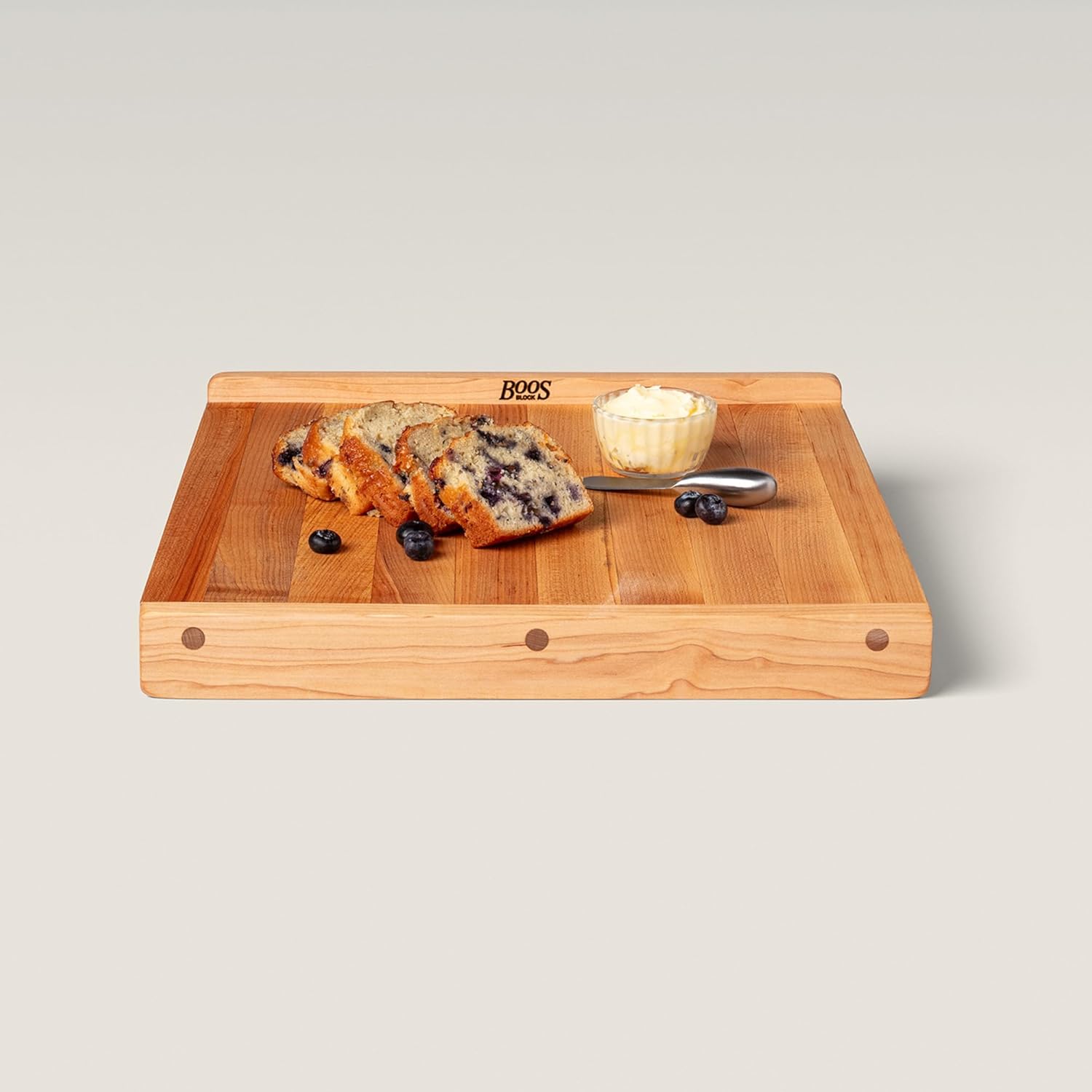 John Boos Countertop Series Rectangular Wooden Maple Cutting Board 17.75”x17.25” – 1.25” Thick, 13-lb Reversible Butcher Block with Juice Groove, Counter Lip & Edge-Grain – Made in the USA