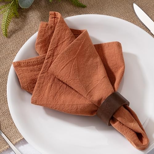 Miniatura 2 de MLMW Juego de 6 servilletas de tela de terracota de lino vintage, lavables a granel, 16 x 16 pulgadas, para bodas, fiestas, baby shower, cumpleaños,