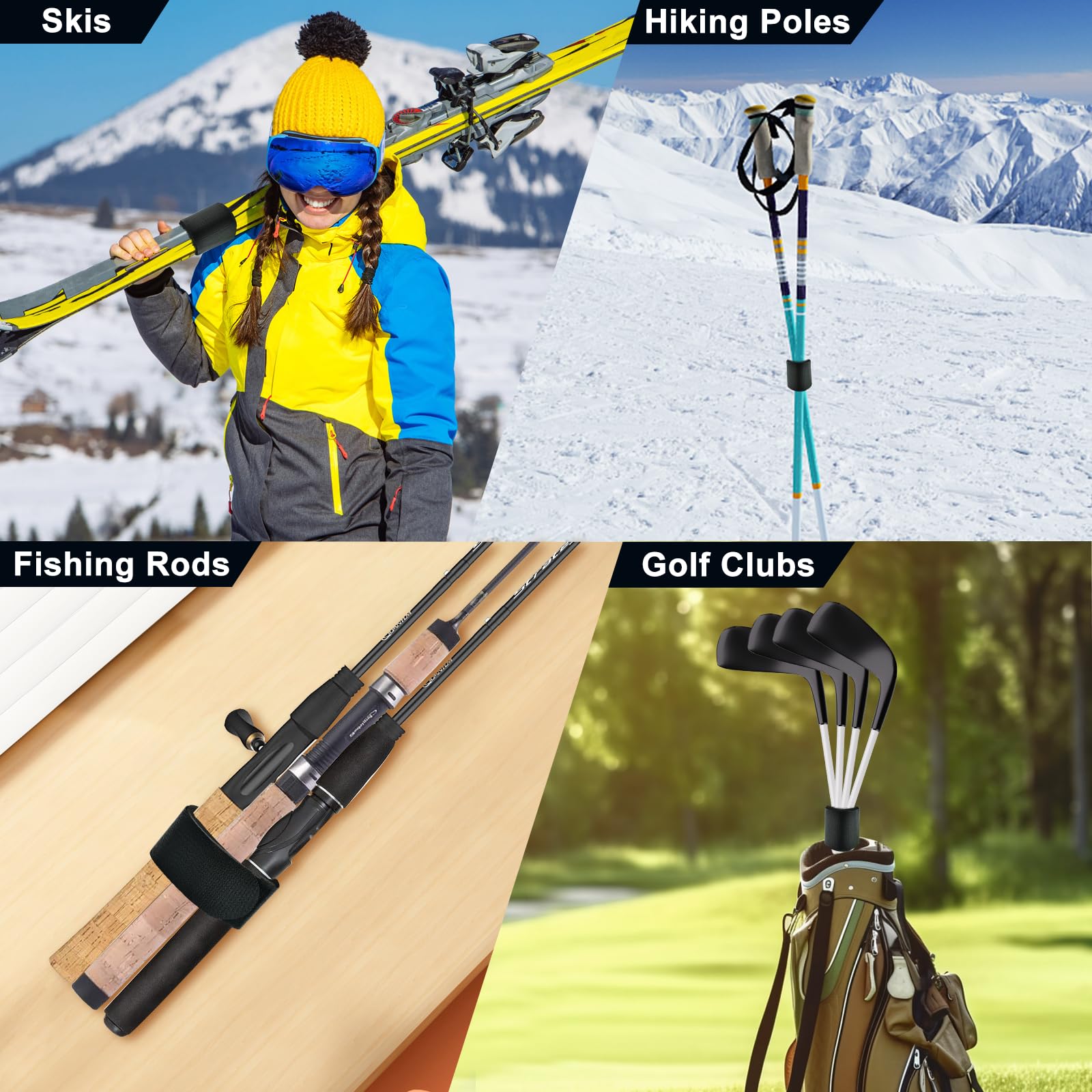 Sangles de Ski Réglables en Nylon pour Transport et Rangement