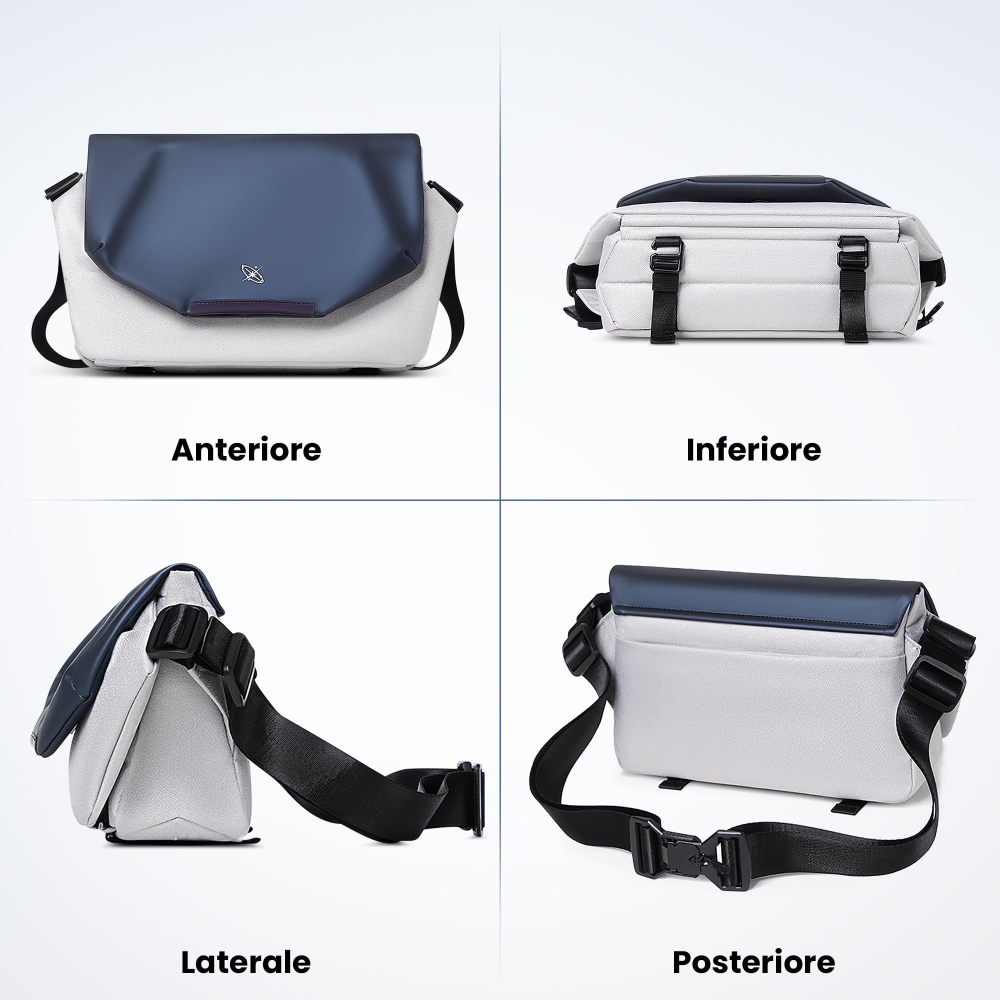VARLIVOO Borsa a Tracolla Uomo Impermeabile in Nylon Borsa a Spalla con Supporto per Treppiede Borsa Messenger Sacchetto Uomo per Lavoro Scuola Viaggio Nero B