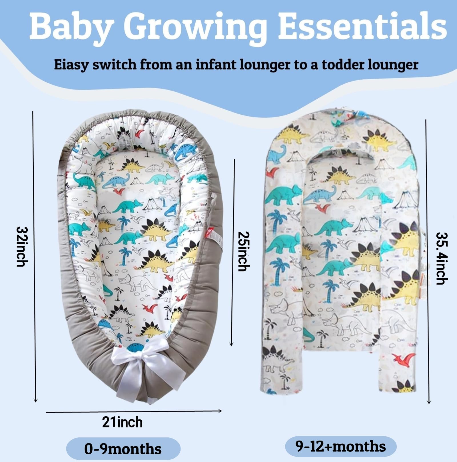 Nid de bébé pour nouveau-né, chaise longue pour bébé de 0 à 24 mois, garçons et filles, 100 % coton, respirant, amovible, transportable pour bébé, essentiels pour nouveau-né