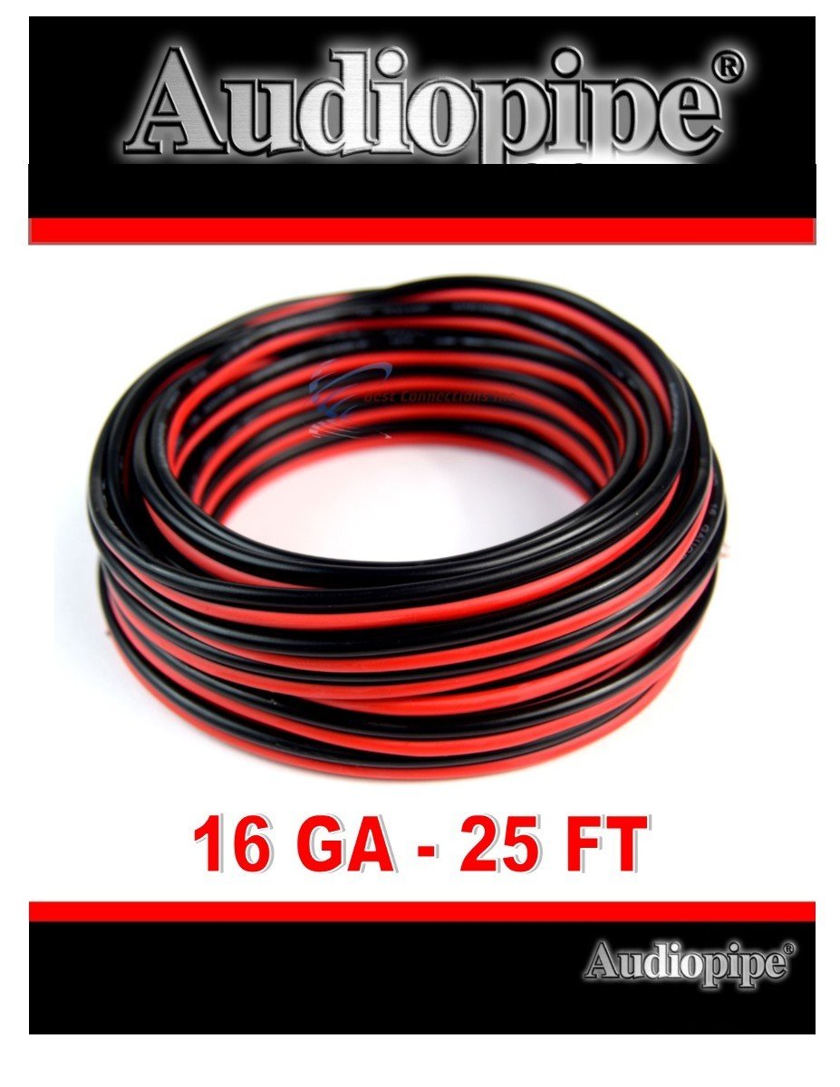 25' Ft. 16 GA Gauge Red Black Stranded 2 Conductor Speaker Wire Car Home Audio