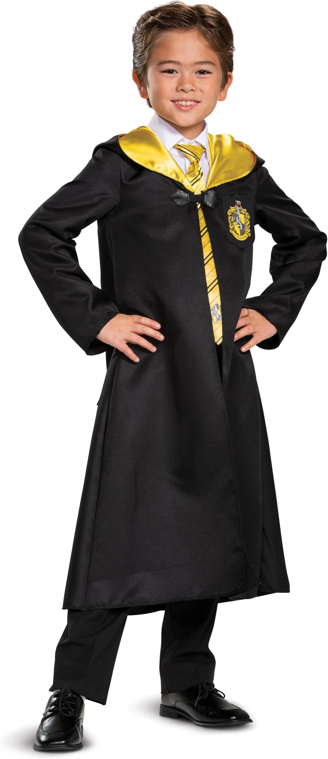 Harry Potter Hufflepuff Robe, Official Wizarding World Costume Robes, Classic Kids Size Dress Up Accessory, Child Size (10-12)