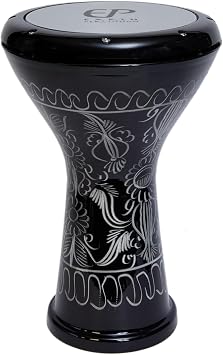 Arabic Engraved Darbuka Doumbek Drum, Red, Deep Dum Tak Tones, Soft Case, 2kg
