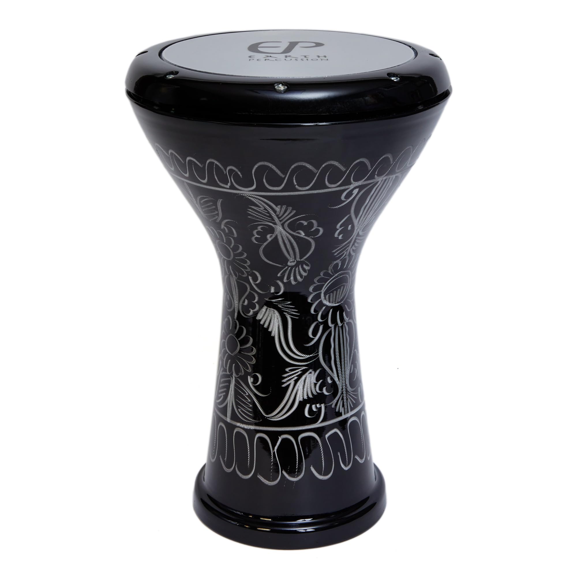 Tambour Darbuka Doumbek gravé en arabe, rouge, tons profonds, étui souple, 2 kg