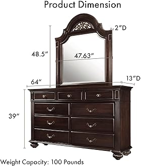 24/7 Shop at Home Syracuse 6-Piece Bedroom Set , King, Walnut