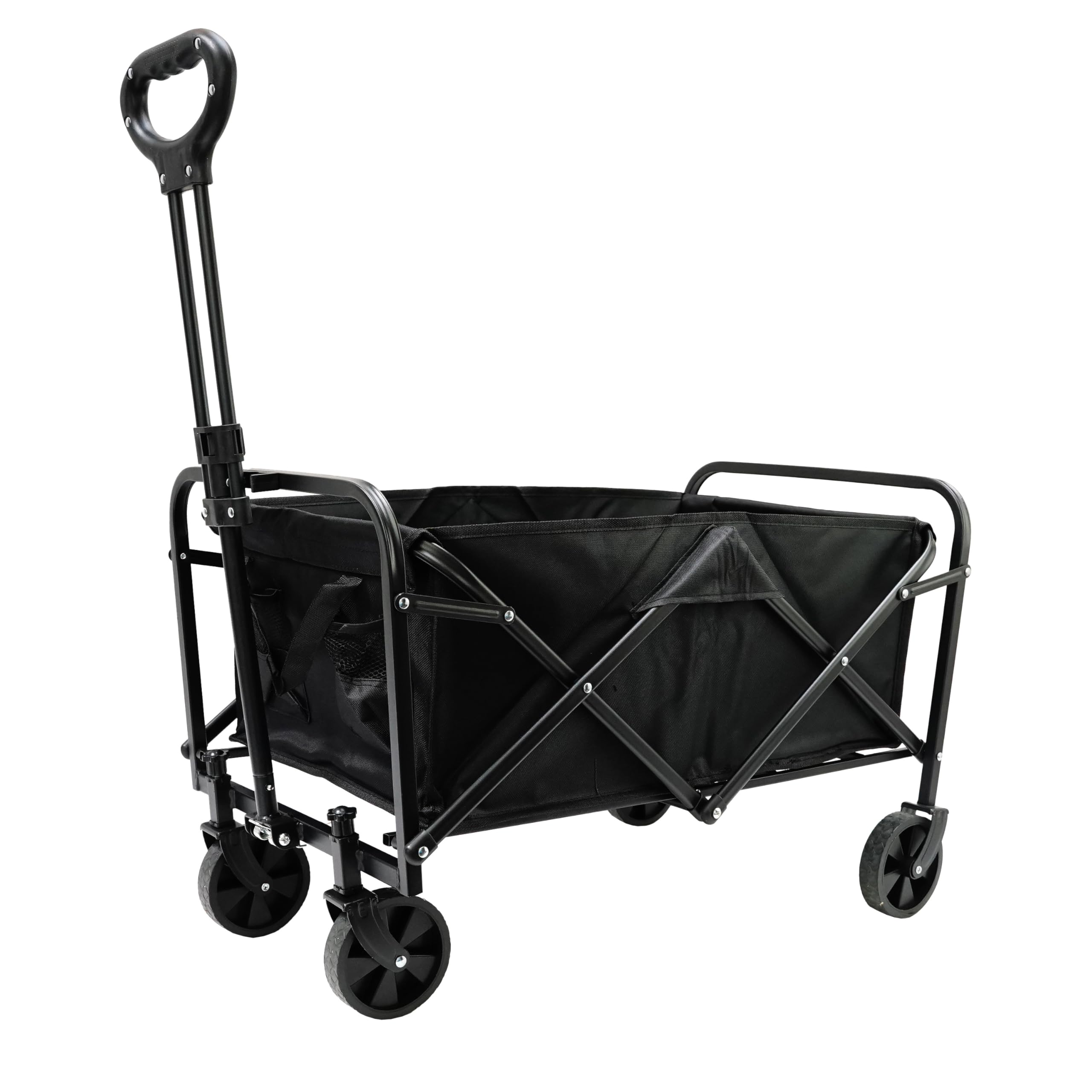 Chariot Pliable Noir 75 x 45 x 86 cm - Chariot Utilitaire Pliable avec Tissu Oxford 600D Durable - Poignée réglable - avec 2 Porte-gobelets - Idéal pour Le Plage