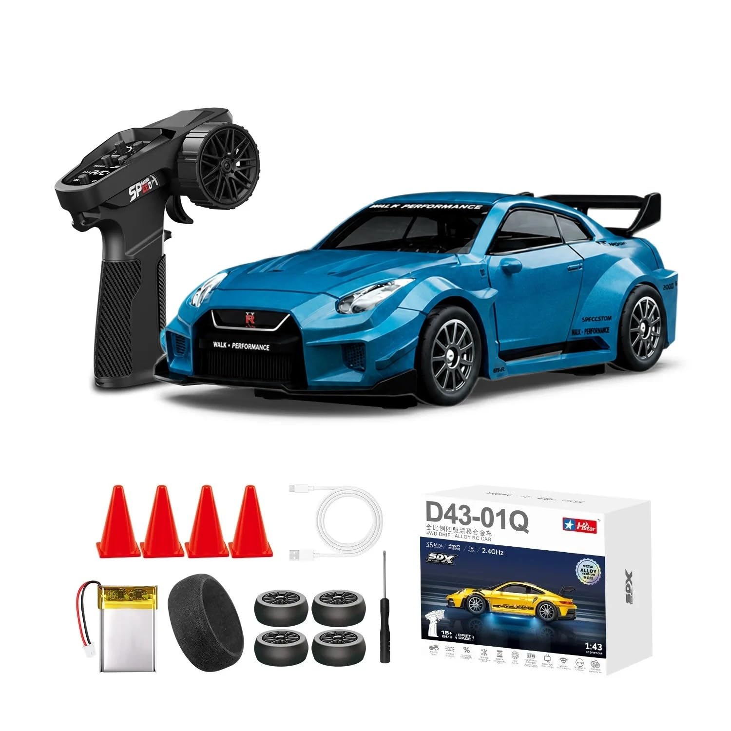 Kumoyu 1:43 Profesyonel Mini Drift RC Araba GTR 4WD 15 KM/H Hız