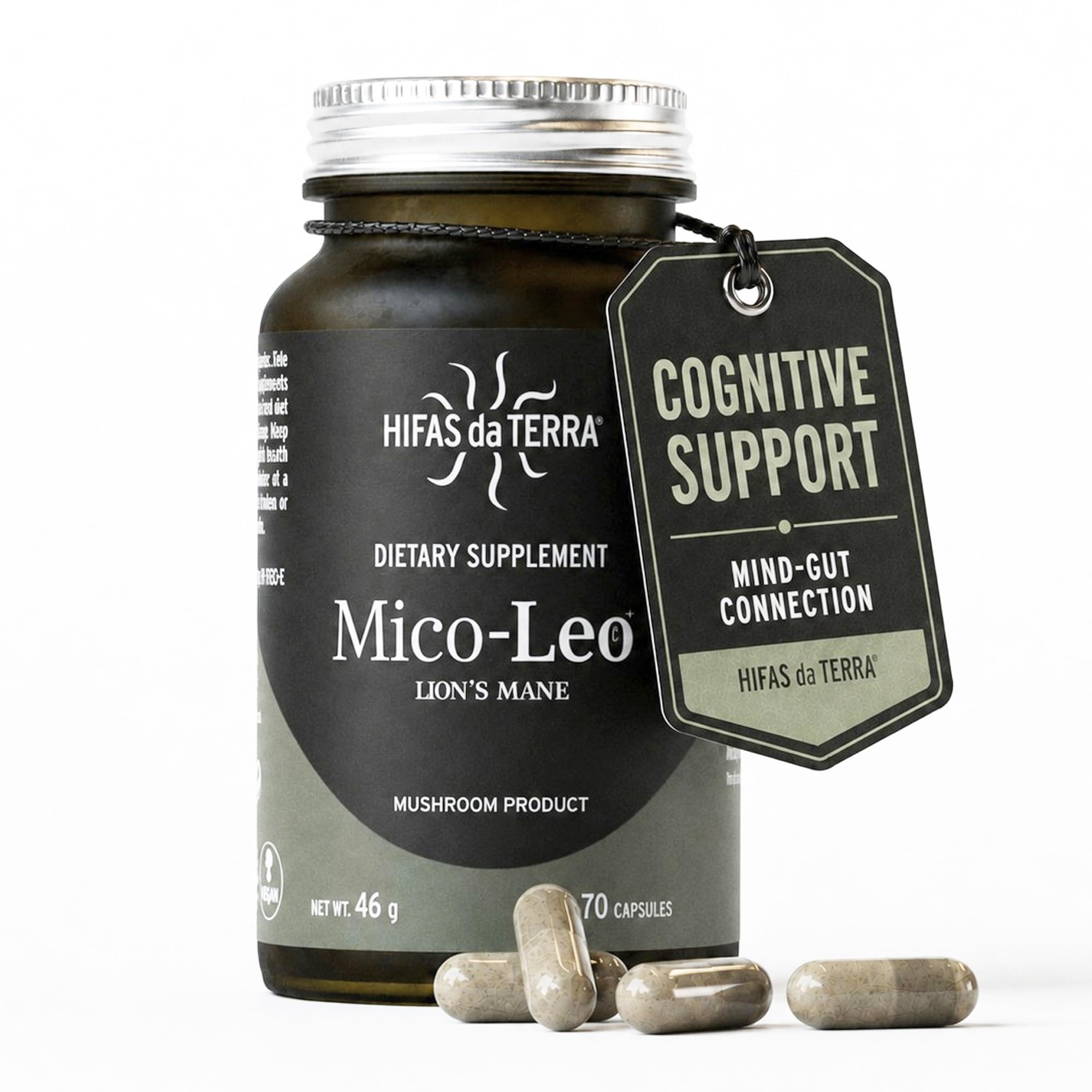 HIFAS DA TERRA - Mico-Leo Pure Lion's Mane Mushroom Extract 70 Capsules | Hericium Erinaceus Fruiting Body with Vitamin C | Supports Cognitive Function & Normal Nervous System Health