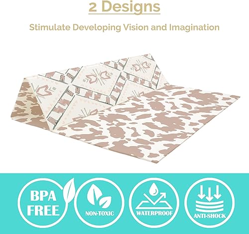Miniatura 4 de JumpOff Jo - Alfombra de juego plegable grande para bebé, alfombra de juego de espuma segura para el tiempo boca abajo, bolígrafos de juego y niños