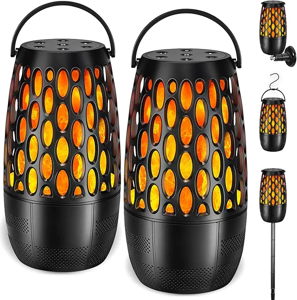 Upgraded Outdoor Bluetooth Speakers Waterproof Patio, Outdoor Speakers with Light, Multi-Speaker Auto-Sync Up to 100 Speaker, BT 5.3 HD Surround Sound, Cool Tech Gadget Gifts for Men (2 Pack)