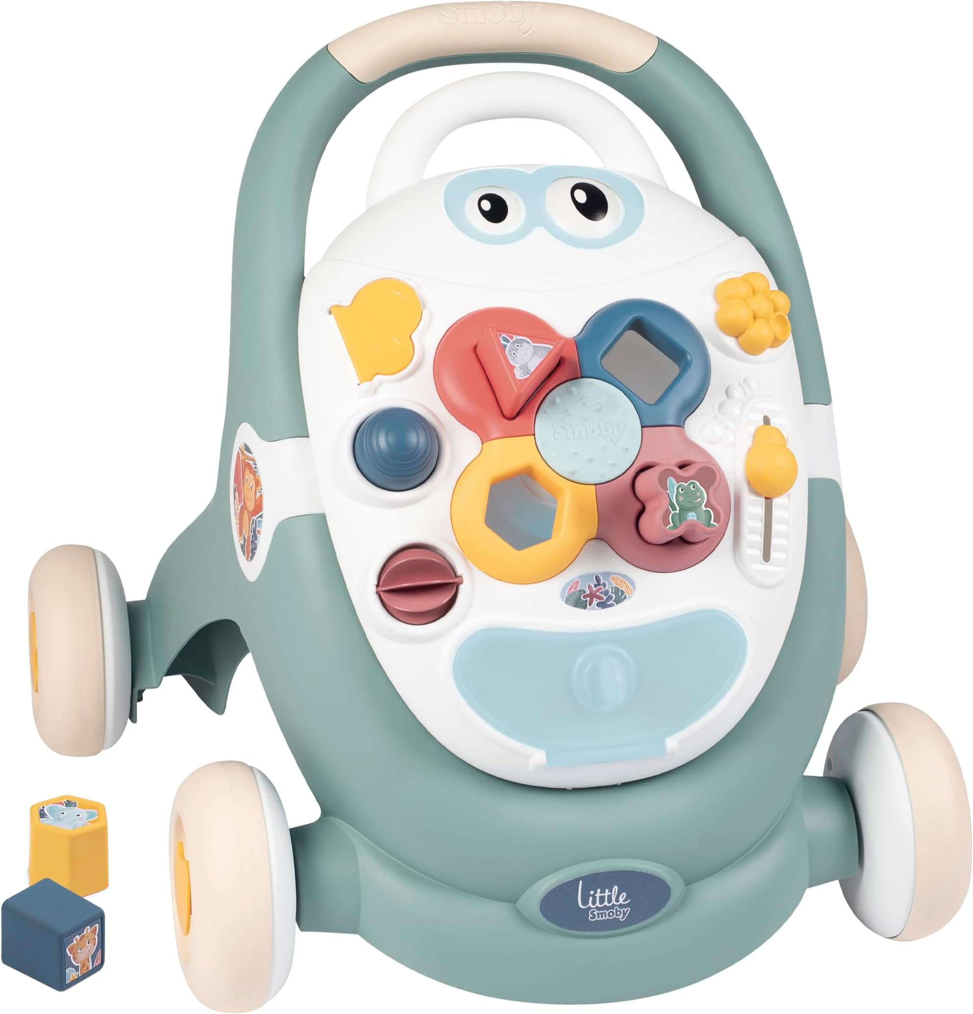 Little Smoby Baby Walker by Smoby Detachable Activity Play Board Baby’s First Doll Pushchair Toy Grows with the Child from Activity Board to Walker with Fun Colours, Actions and Sound, 7600140304
