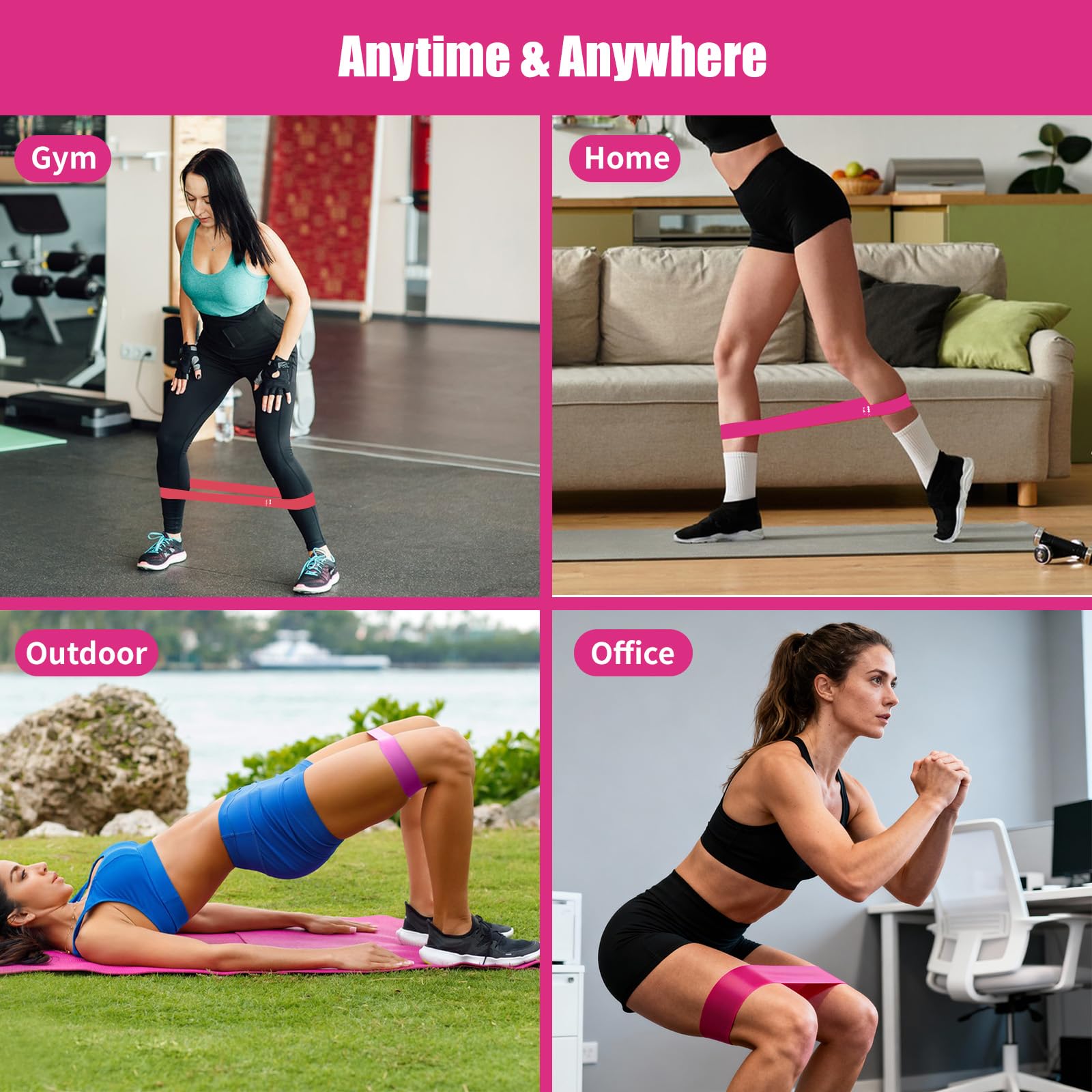 Widerstandsbänder-Set mit 5 verschiedenen Stärken, elastische Dehnbänder mit Anleitung & Tragetasche für Yoga, Pilates und Heimfitness-Training