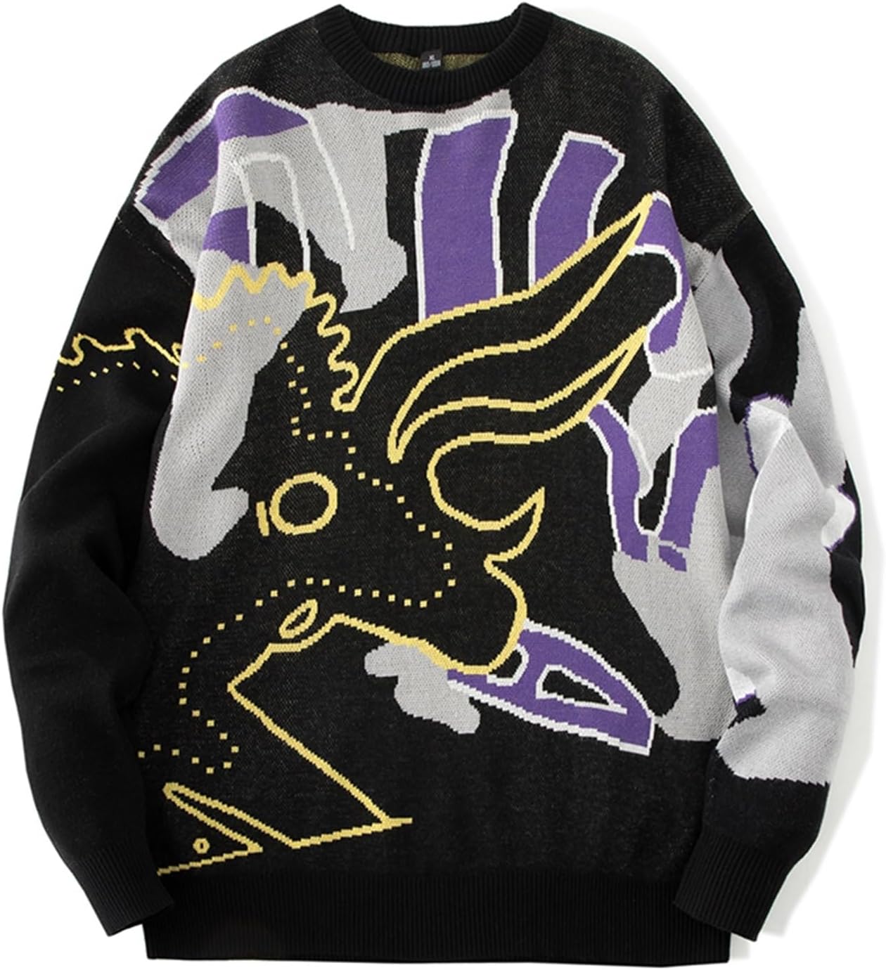 Mens Sweaters Harajuku Sweater Crewneck Street Pullover Casual Long Sleeve Hip Hop Pattern