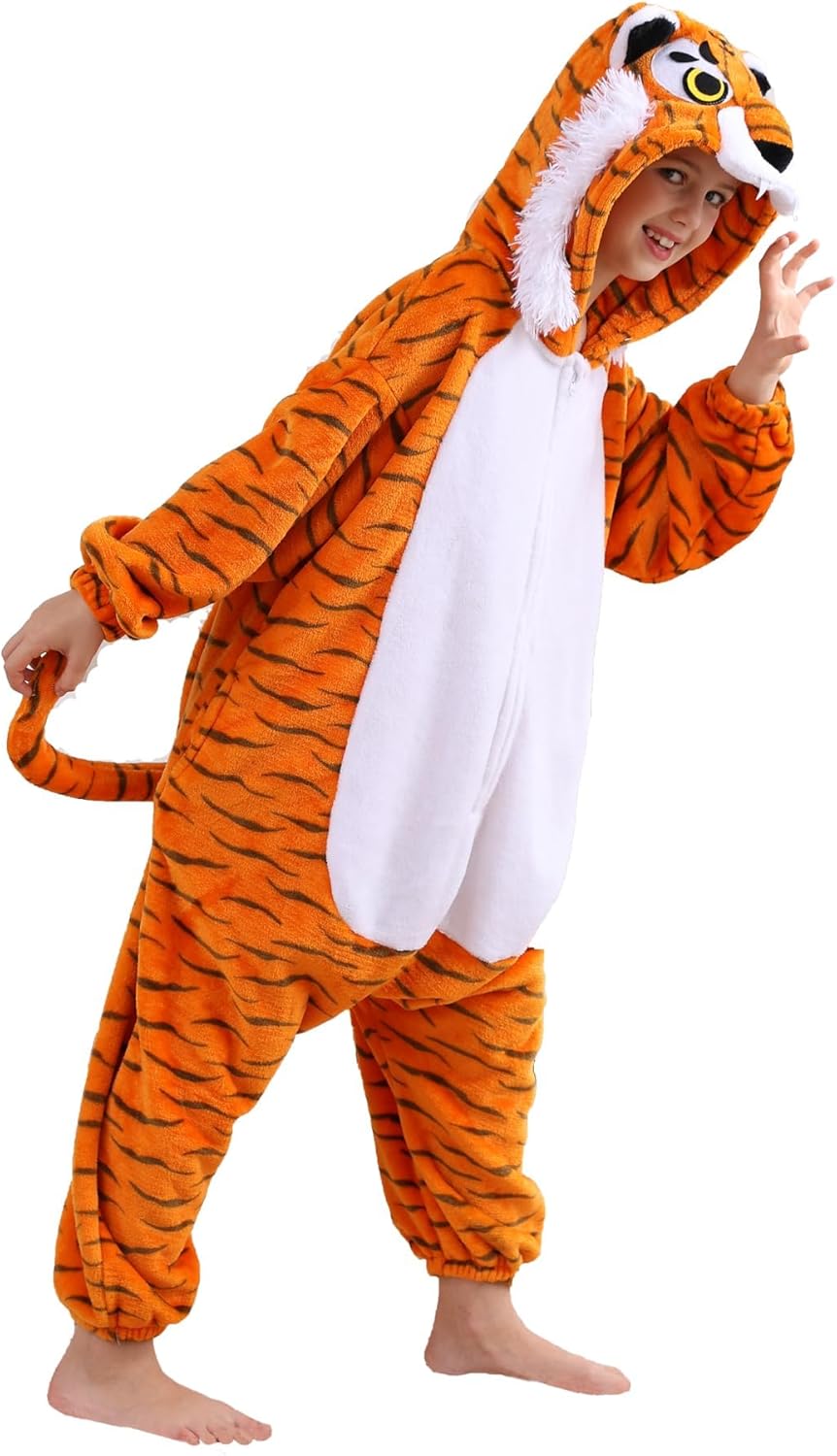 DarkCom Kids Animal Onesie,Women and Mens Cosplay Tiger Onesie Halloween Costume Christmas Pajamas Sleepwear - Image 3