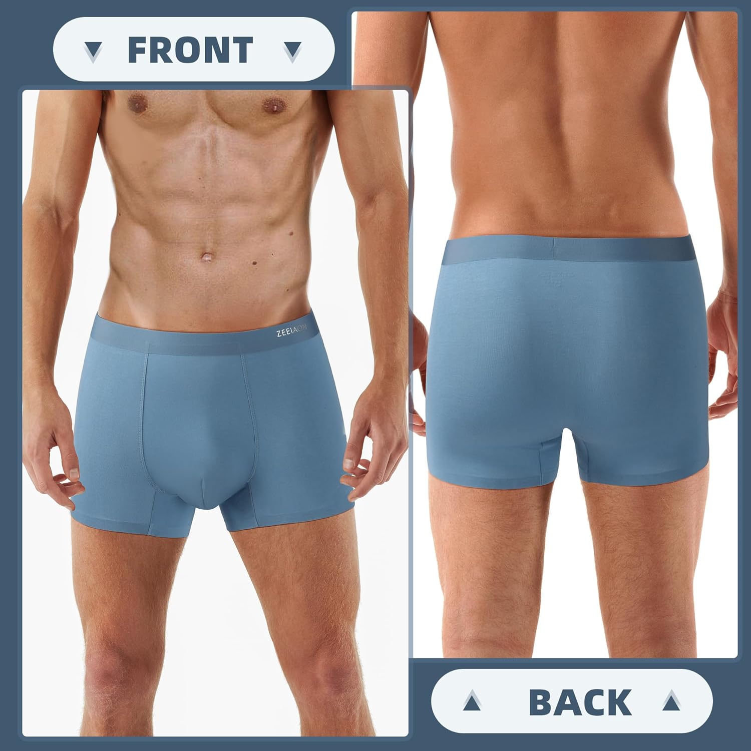 Mens Underwear Boxer Briefs 3-Pack Ice Silk Viscose Comfortable Soft Seamless Trunks Underwear - Image 2