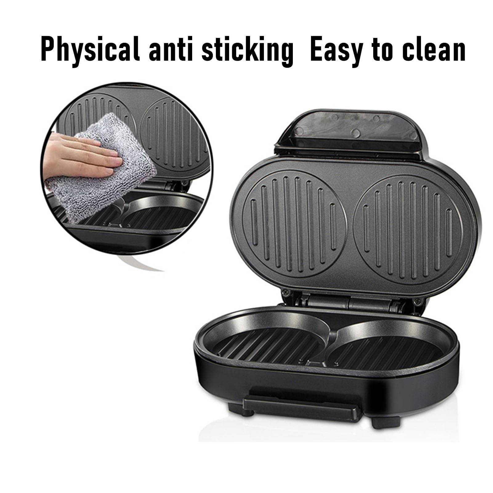 Elektrischer Frühstücksbereiter, Elektrischer Eier-Burger-Maker, Anti-Stick mit Aluminium-Heizplatte, Kompaktes Design für Eier-Pfannkuchen-Steak-Ei-Burger, Leicht zu Tragen