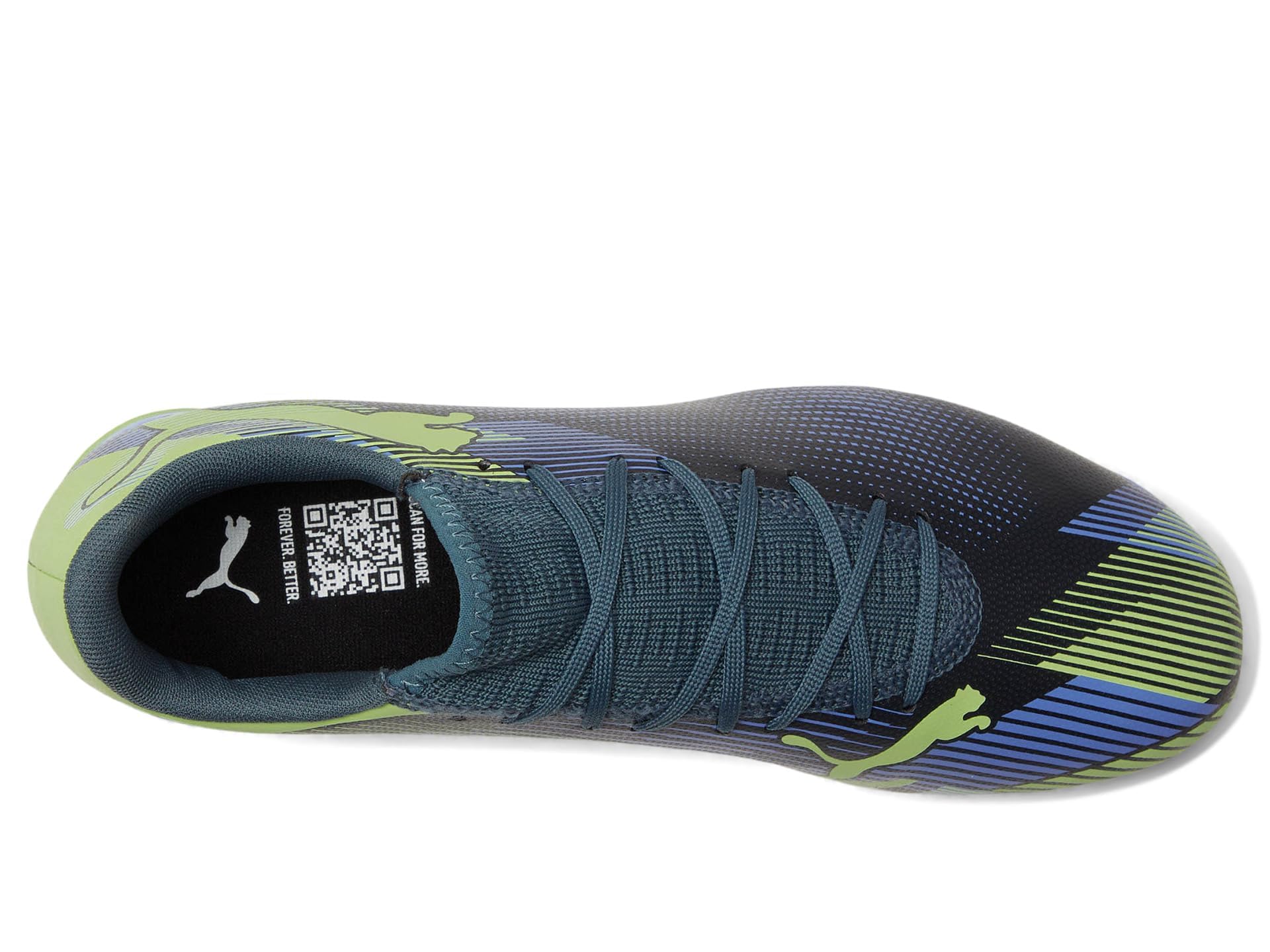 PUMA Men's Future 7 Play Firm, Artificial Ground Soccer Cleats Sneaker, Gray Skies-Elektro Purple-Fizzy Apple White, 9.5