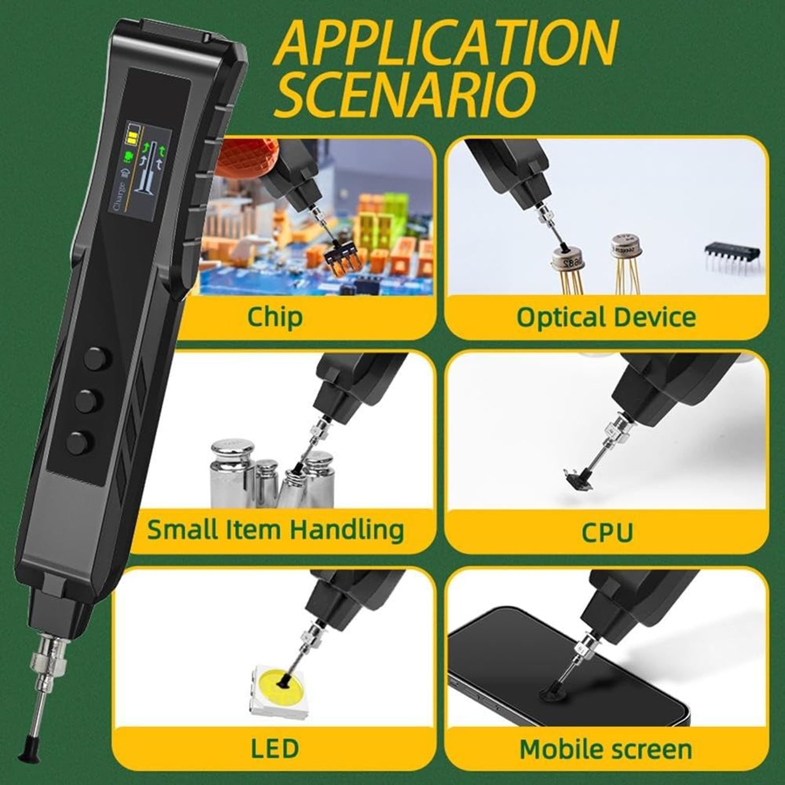 Penna elettrica di aspirazione di vuoto per la rimozione della scheda SIM, kit di manipolazione dei componenti elettronici, display TFT, pressione negativa massima -15kPa per la riparazione di PCB e