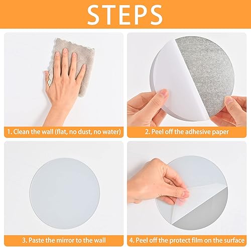 Miniatura 5 de iCAGY Espejo redondo para decoración de pared, espejo de pared circular decorativo, espejo acrílico, autoadhesivo, montado en la pared, decoración