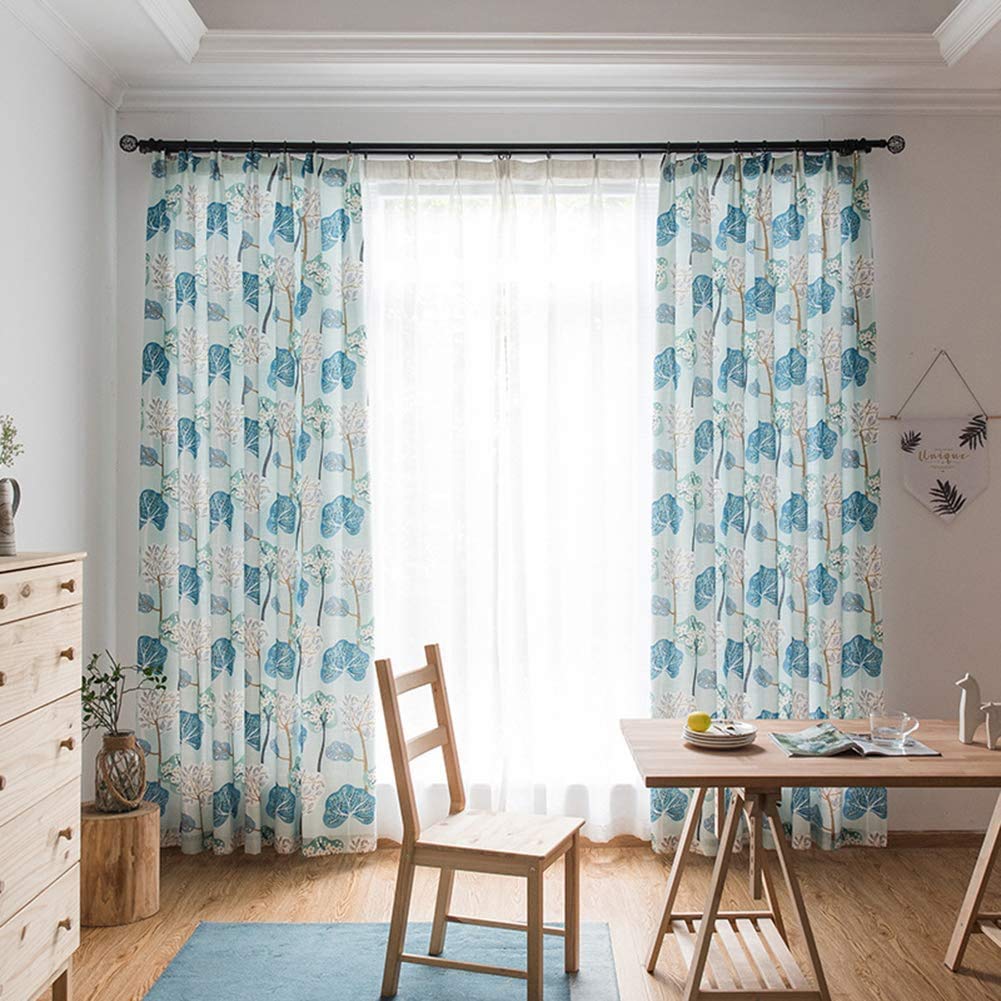 Tende oscuranti Stampate in Cotone Lino Tenda nordica Pieghe a Matita Camera dei Bambini Soggiorno Camera da Letto Trattamenti per finestre Tenda, 1 Pezzo, 150X270 cm