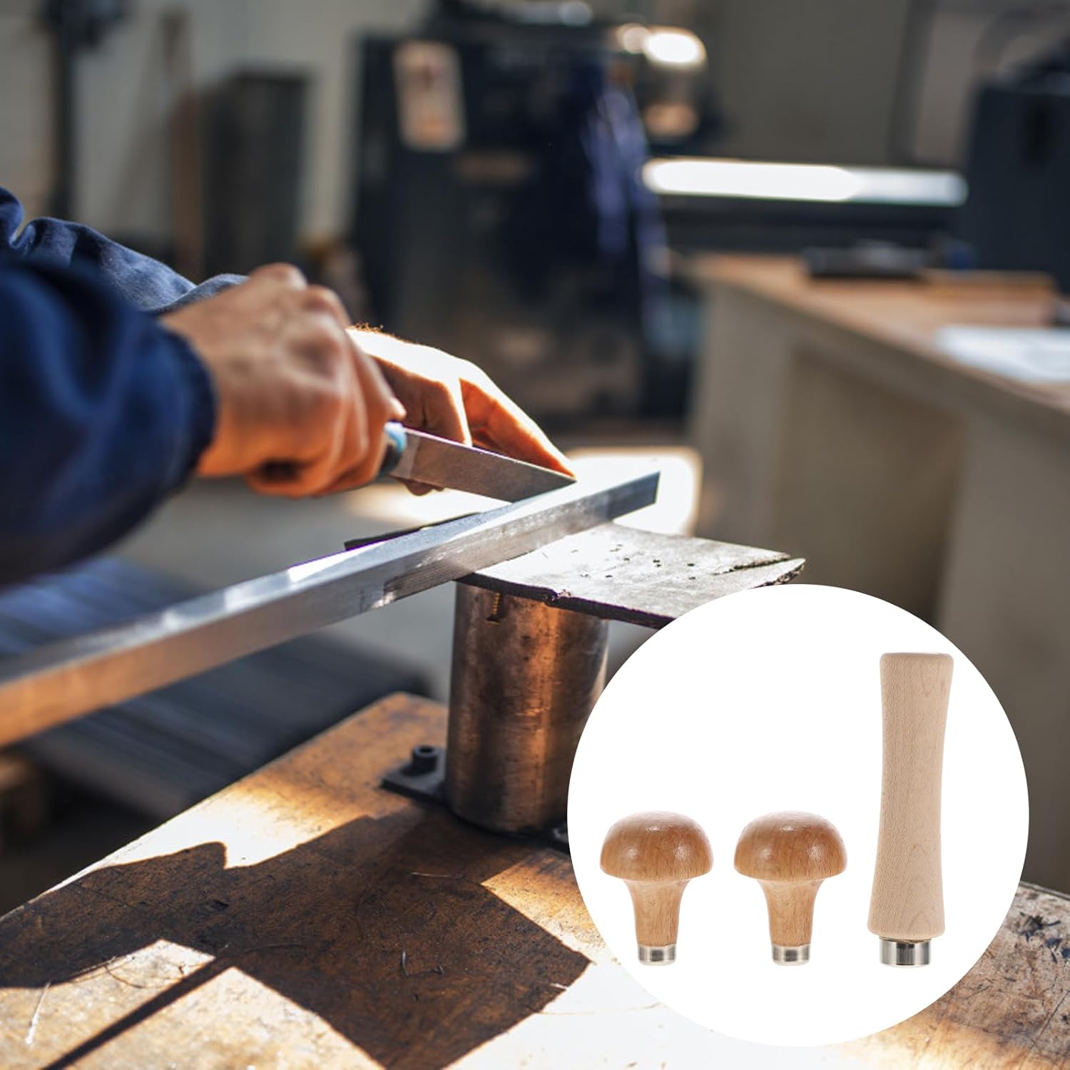 File Handle Handles Metal Wood Accessories Tool Grip Wooden Needle Windows Flat| | - - (Color: Assorted Color, Size: 9.3X2CM)