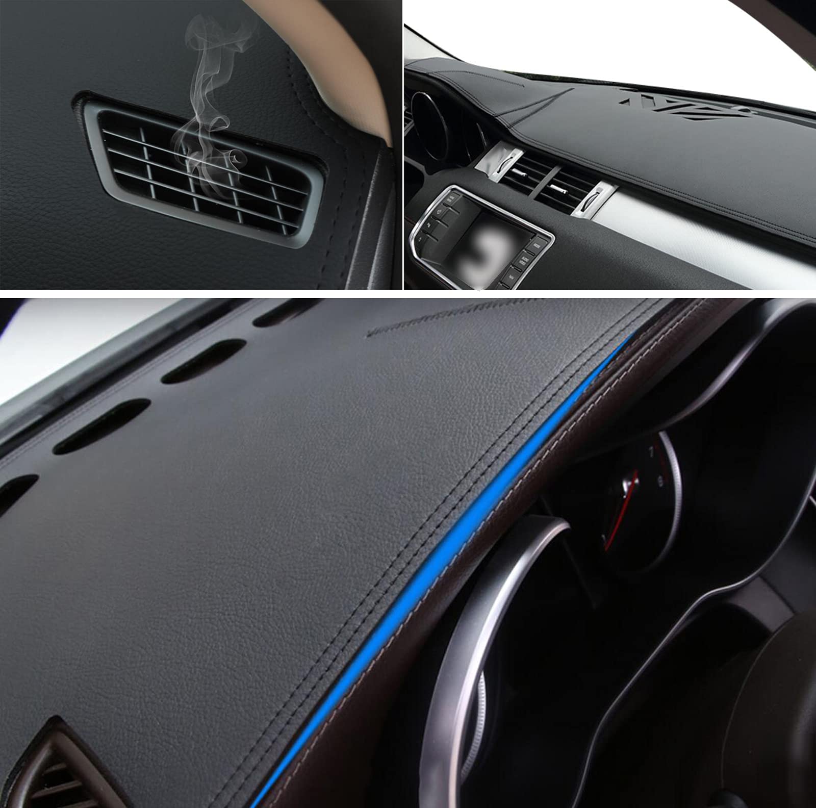 Tapis de tableau de bord en cuir noir pour Tiguan 2021-2023