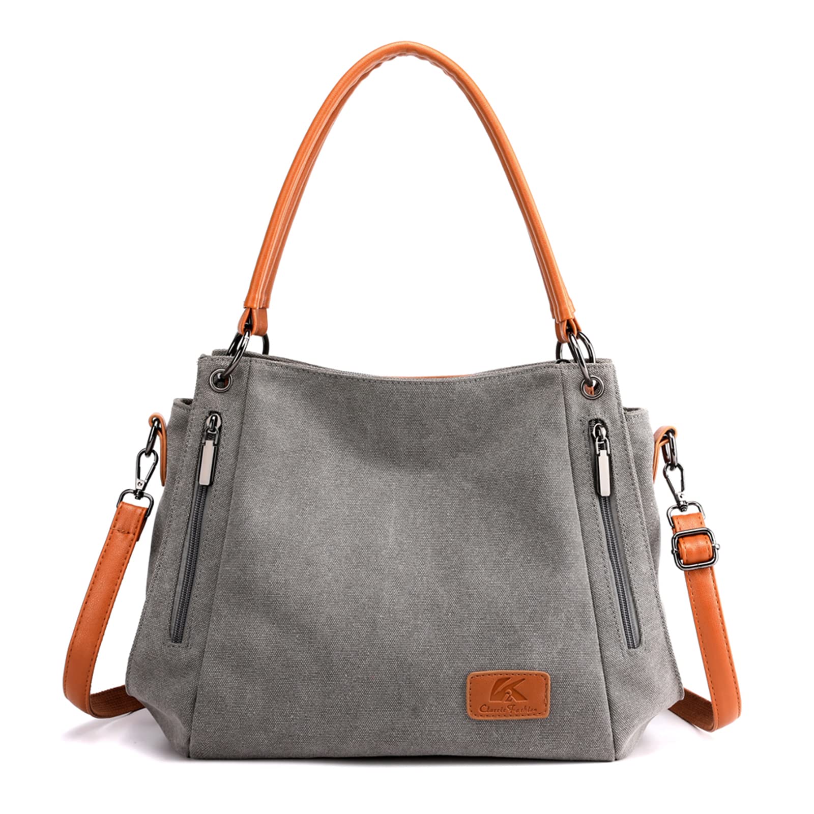 CORIOS Retro Bolso de Mano para Mujer Bolso de Hombro Lona Bolso Bandolera Gran Capacidad Bolso Tote Bolsa Shopper Multifuncional Bolsa de Ocio para Trabajo Compras Citas Viajes Gris