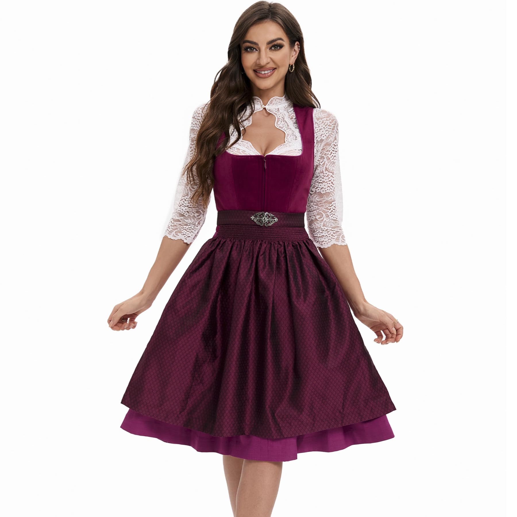 Goxozzy Dirndl Voor Dames, Dirndl Dames Midi,Midi-Jurk, Klassieke En Elegante Jurken Die Traditionele Vrouwelijkheid Weerspiegelen (DE/NL/SE/PL, Numeriek, 42, Regular, Regular, 60CM, Blauw