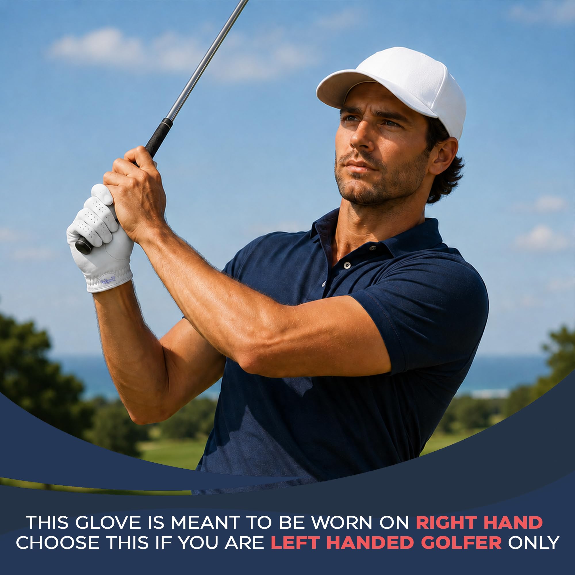PUR3 - Paquete de 2 guantes de golf para hombre, cuero Cabretta de primera calidad, guante de tacto ultrasuave, marcador de pelota adicional, golfista zurdo o diestro