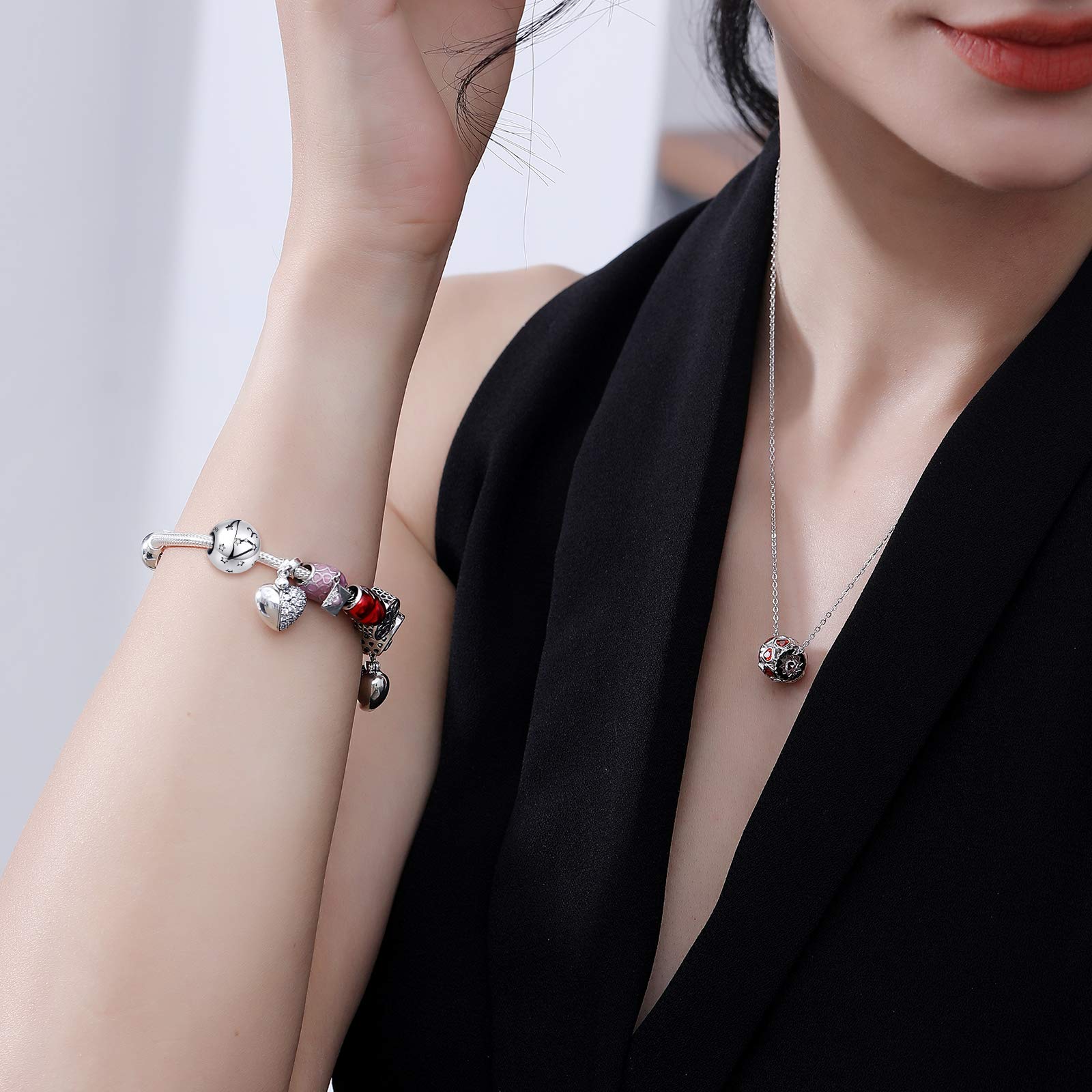 LaMenars Ciondolo a forma di segno zodiacale, in argento Sterling 925, compatibile con braccialetti e collane Pandora, Chamilia e europei