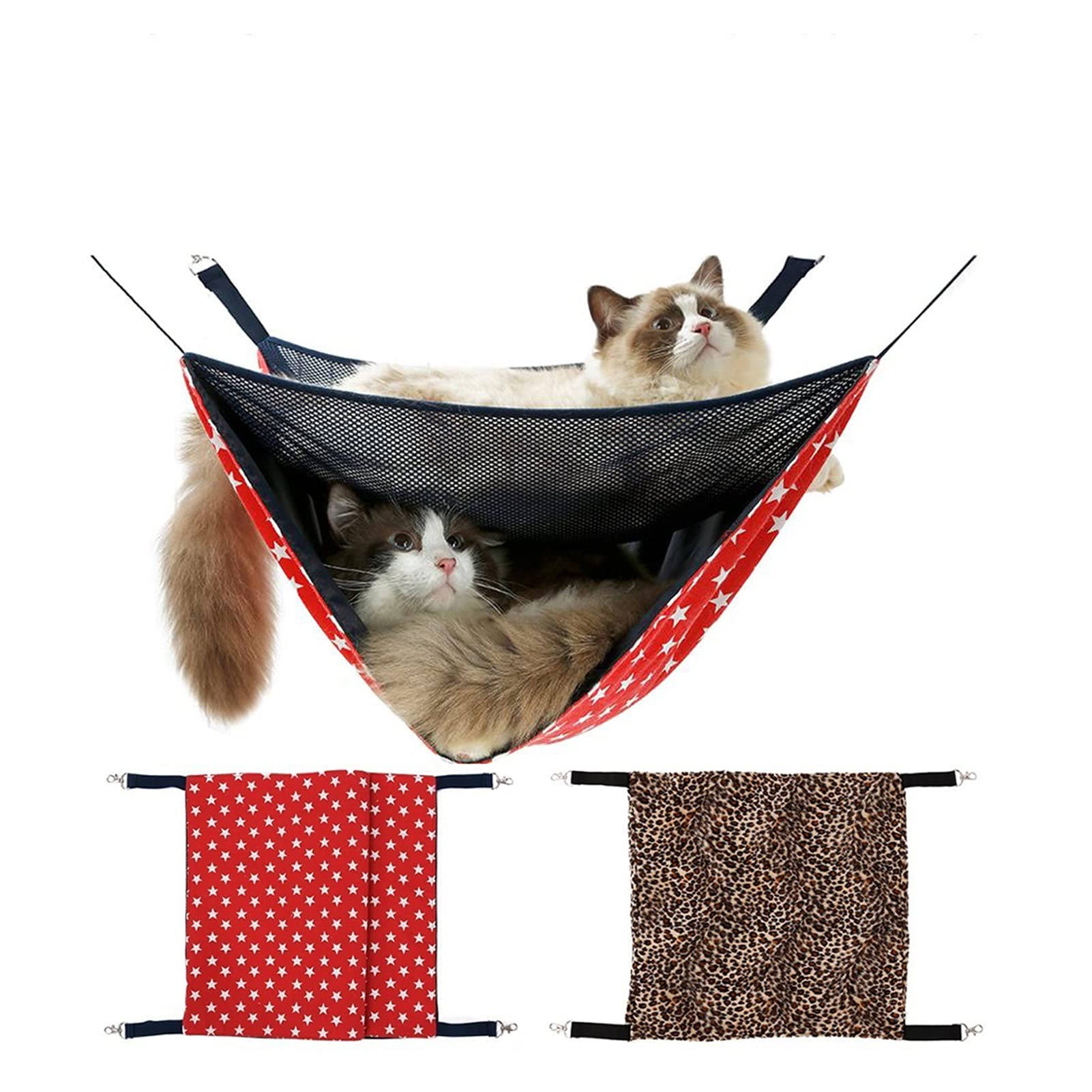 Pet Hammock/Amaca Gatto Doppio strato Cat Hammock Summer Winter Hanging Letti Appeso Forniture for animali domestici Mot Soft Kitten Swing Hamster Rabbit Cage Letto Cuscinetto carico 15kg Pesce Persic