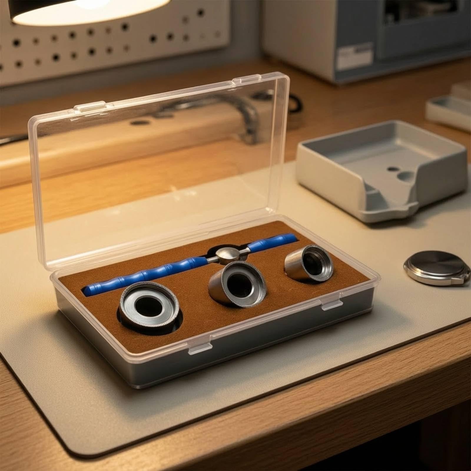 Harilla Abridor de Tapas de Reloj Herramienta Ajustable Llave de Fondo Extractor de Acero Inoxidable con Cabezales Intercambiables y Agarre Firme Adecuado