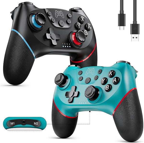 Etpark 2 Pack Controller per Switch, Bluetooth Gamepad per Switch/Switch 2/Lite/OLED, Pro Controller con Hall Joystick, Wake up, Vibrazione, Turbo, 6-Axis Gyro, Pulsante Programmabile - 1