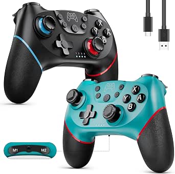 Etpark 2 Pack Controller per Switch, Bluetooth Gamepad per Switch/Switch 2/Lite/OLED, Pro Controller con Hall Joystick, Wake up, Vibrazione, Turbo, 6-Axis Gyro, Pulsante Programmabile