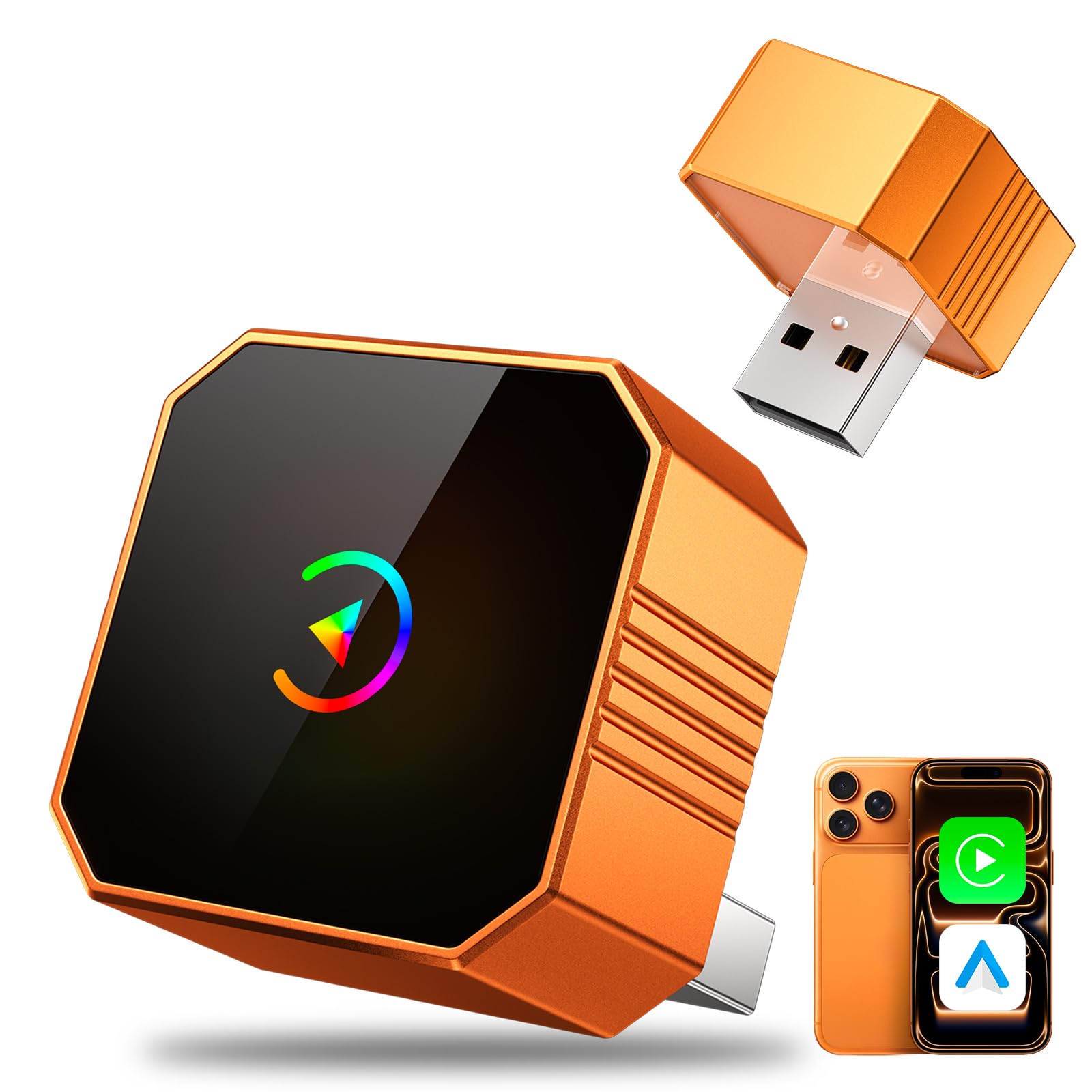 2026 Upgraded Wireless CarPlay Adapter for iPhone＆Android, Car Play Mini Wired to Wireless Adapter for CarPlay ＆Android Auto 2 in 1 Plug and Play Stable Connection & No Latency for iPhone iOS 10+ - 1