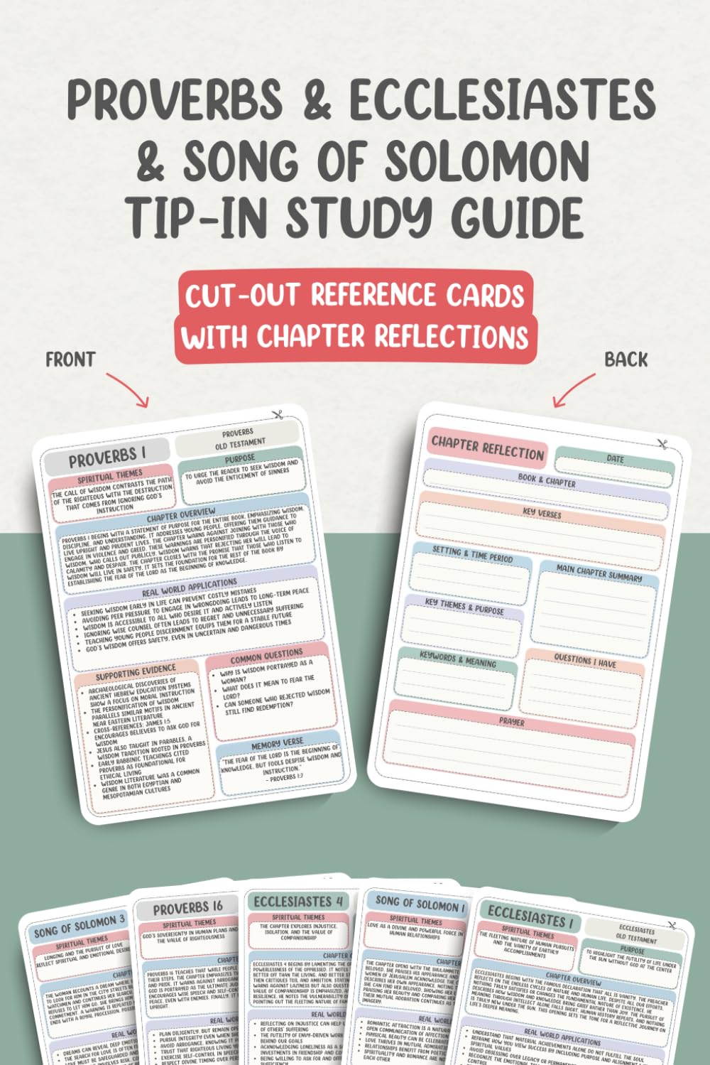 Proverbs & Ecclesiastes & Song of Solomon Chapter-by-Chapter Tip-In Bible Study Guide: Cut-Out Reference Cards with Chapter Reflections (Complete Chapter-by-Chapter Tip-In Bible Study Series)