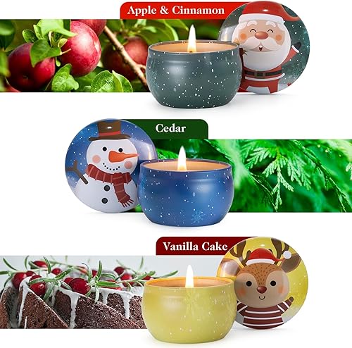 Miniatura 2 de Paquete de 3 velas perfumadas, velas de aromaterapia de 2.5 onzas, juego de velas de soja con tiempo de combustión de 72 horas, velas de Navidad,