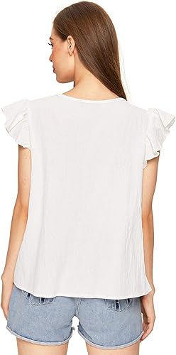 Miniatura 6 de Floerns - Camisa con diseño de estilo mexicano, bordado bohemio, para mujer