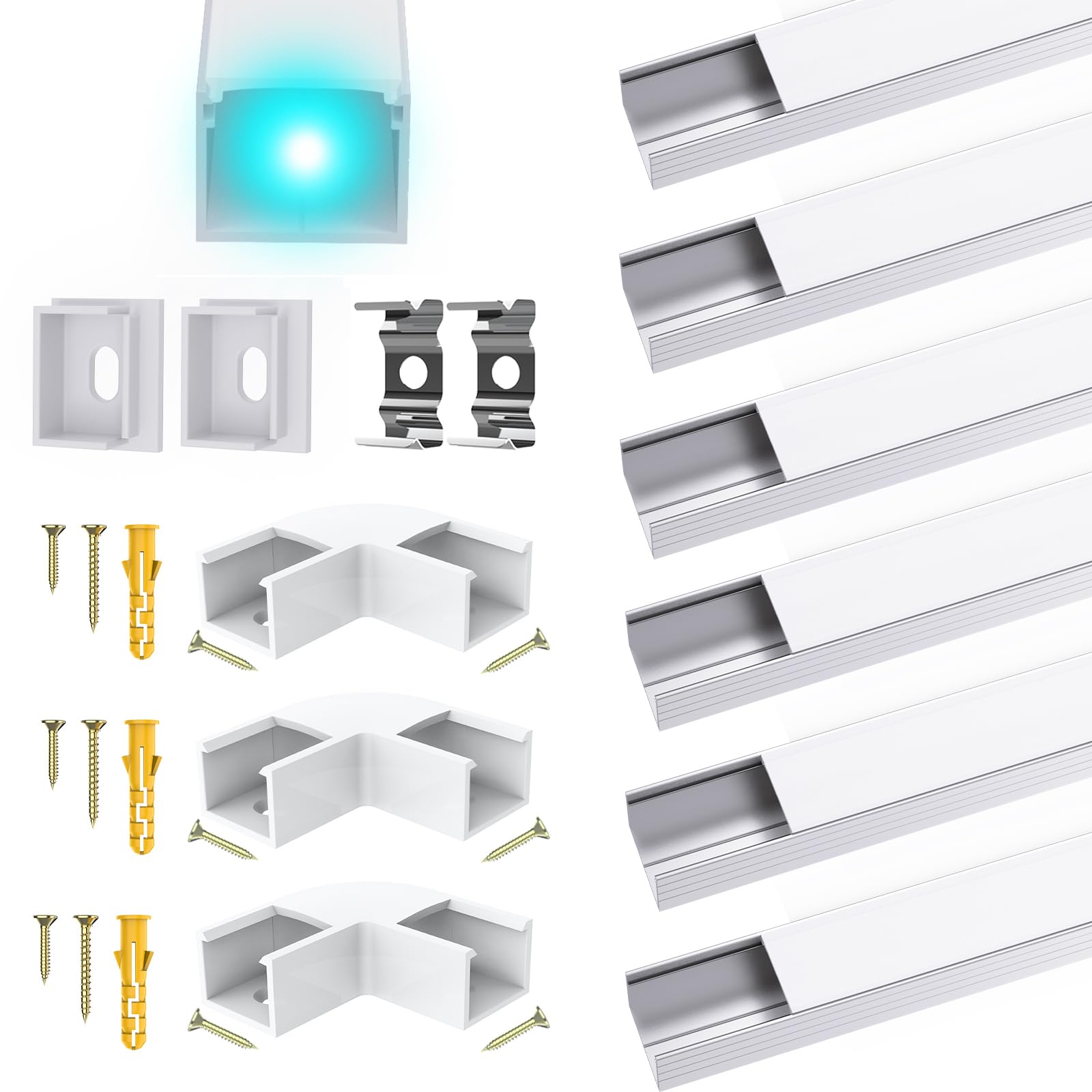6 profili a forma di U in alluminio per strisce LED Philips Hue, 1 m