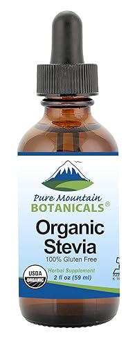 Edulcorante líquido orgánico de stevia – sin alcohol y sustituto de azúcar kosher – Botella de vidrio de 2 onzas