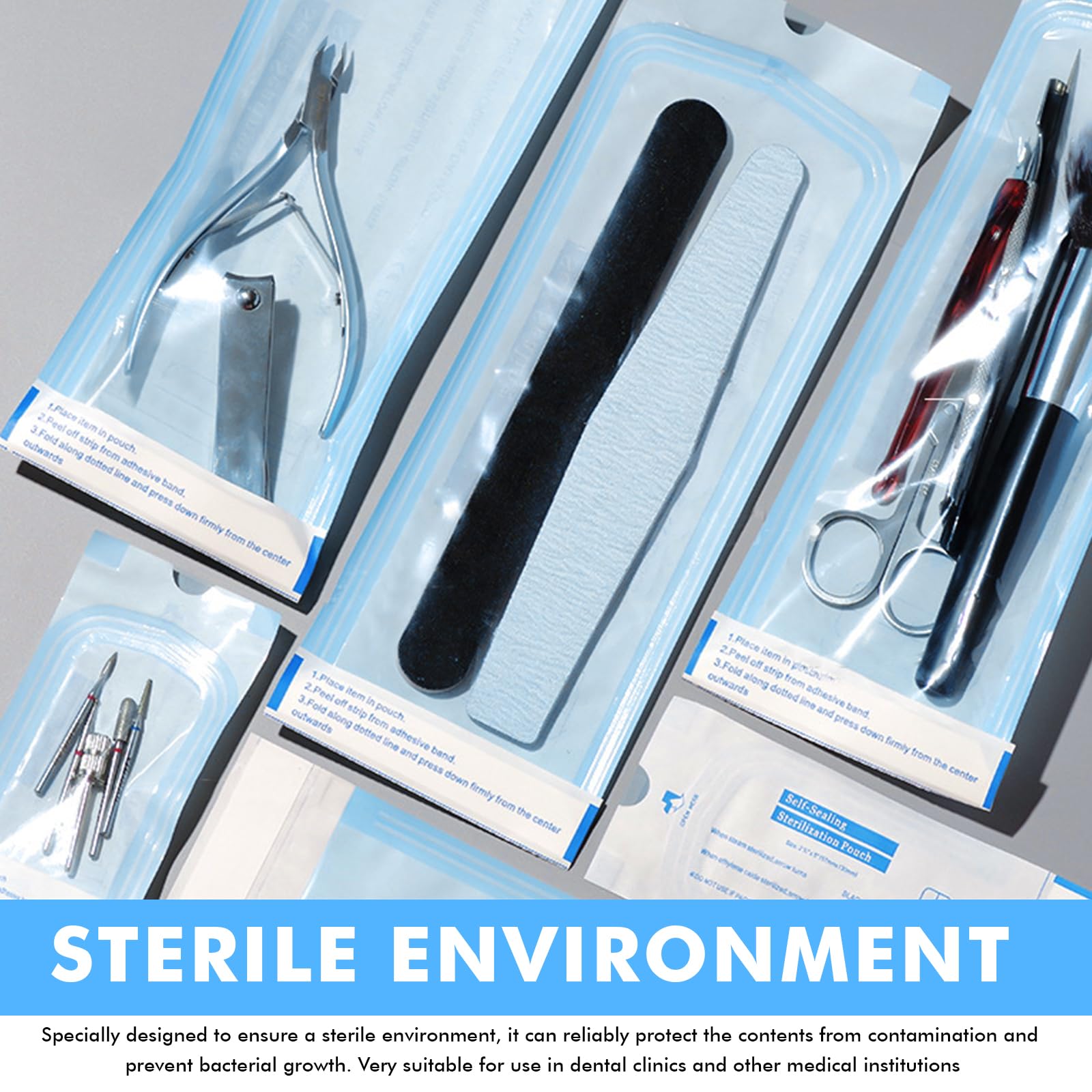 Lot de 200 sachets de stérilisation auto-scellants : 135mm*280mm Sachets de stérilisation à usage unique, sachets de stérilisation pour dentiste, sachets de stérilisation, sachets de