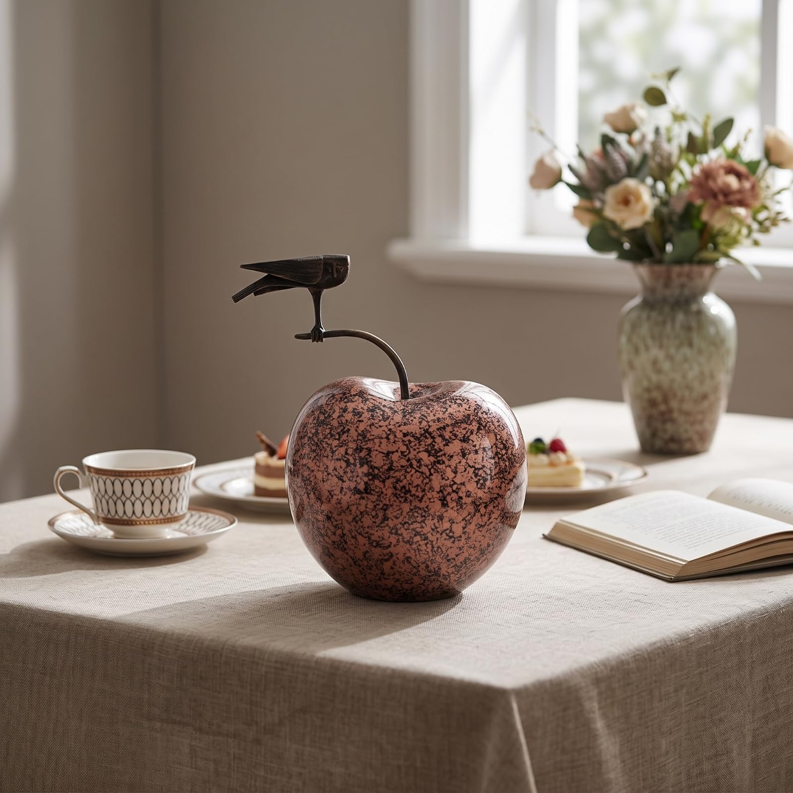 Apfel modern Apfel mit Metallstiel stilvoll Obstration für Wohnzimmer, Regal, L for Apple