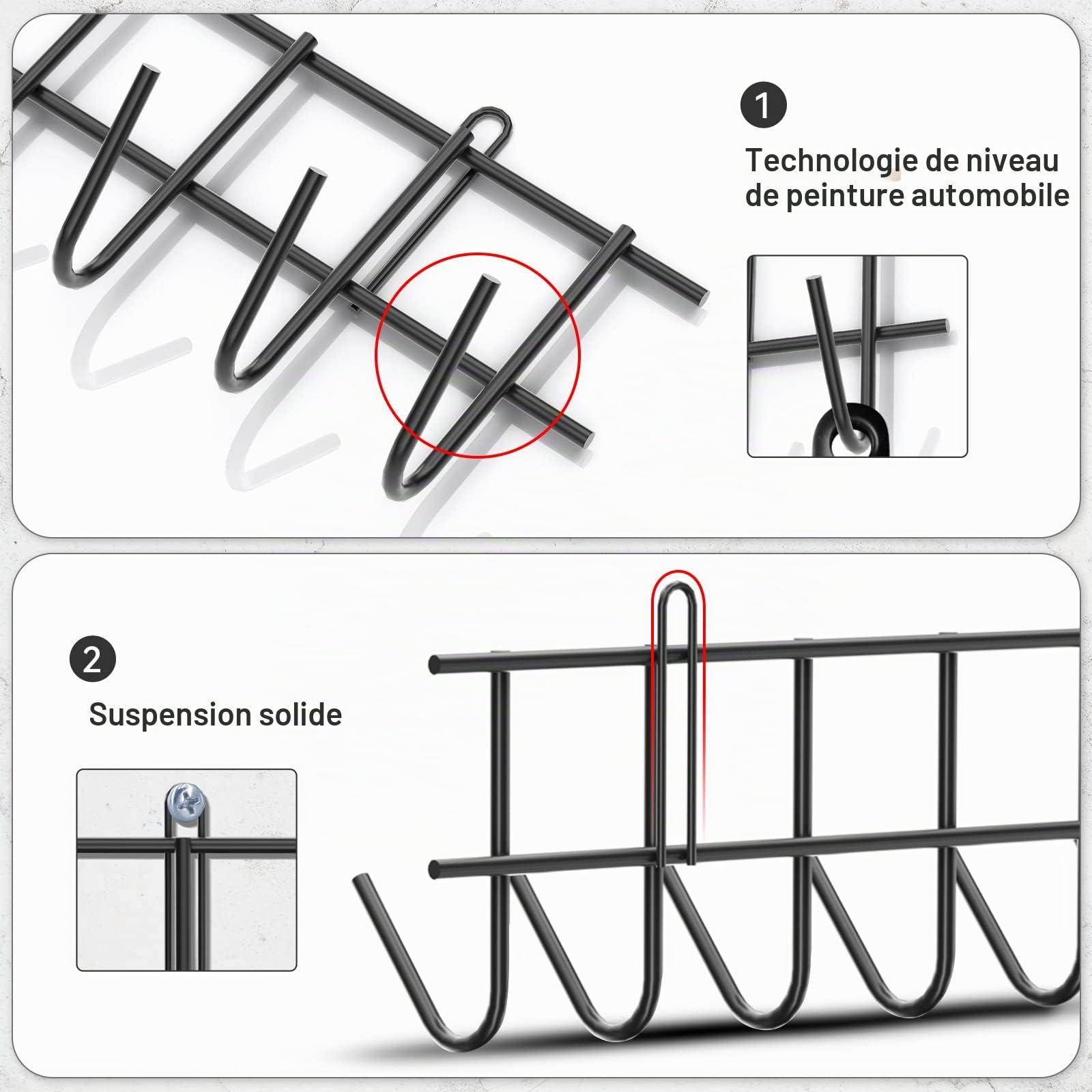 zacurter Support mural pour outils de jardin, garage, outils de jardin, crochets robustes pour outils de jardin, pelles, râteaux, tuyaux, cordes (160 cm)
