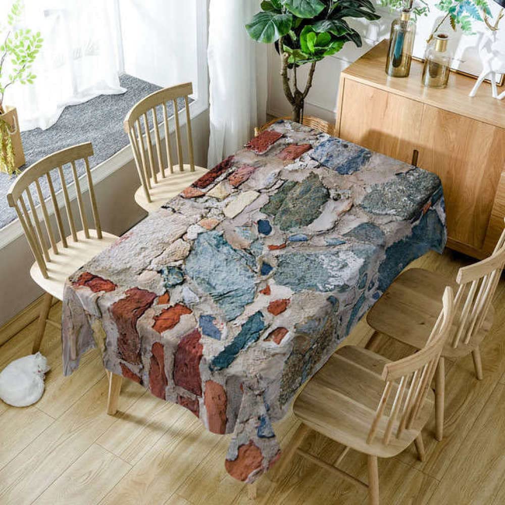 Nappe 3D à rayures pour table de cuisine moderne, tissu lavable gris et noir 85x85cm