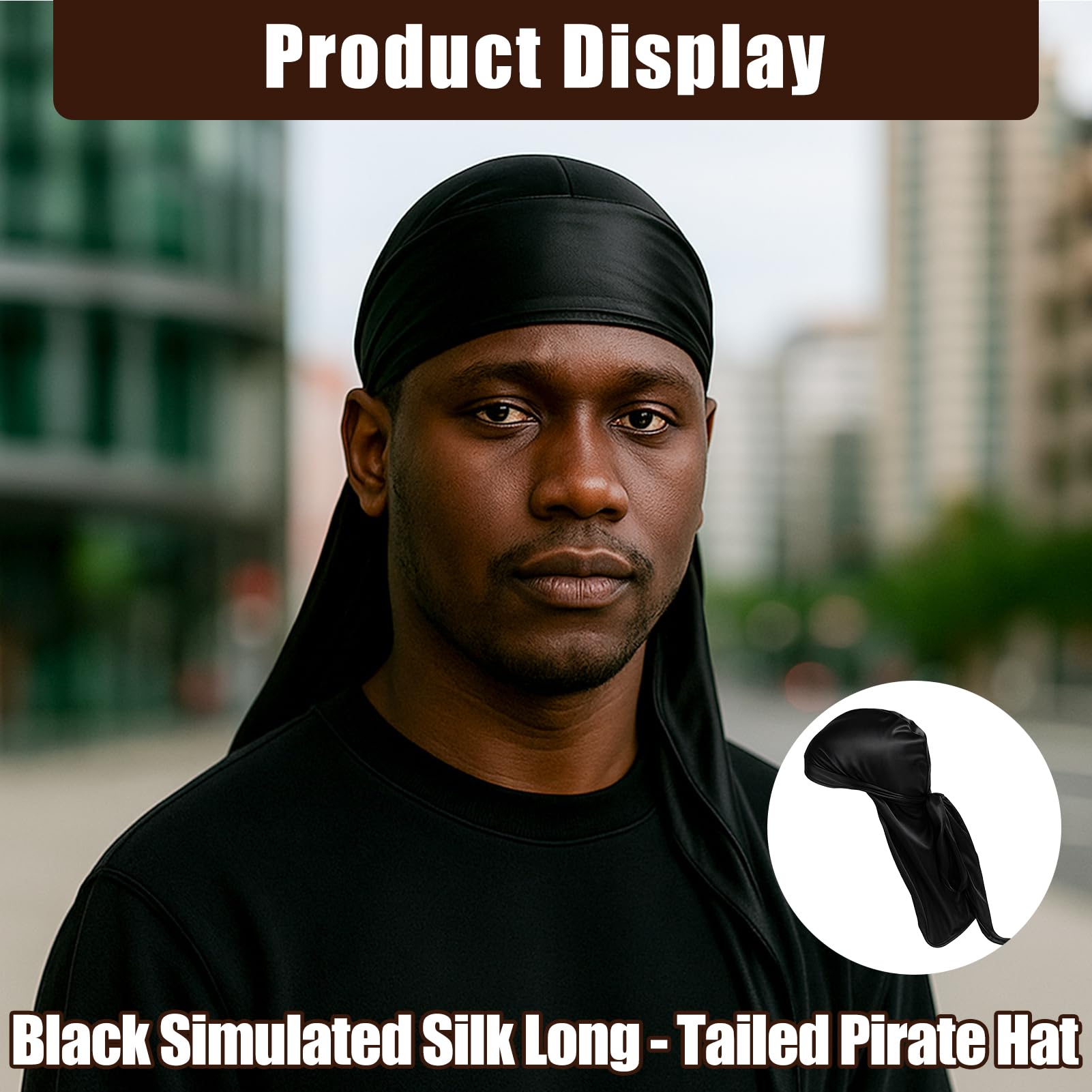Durag De Seda Gorro De Onda Elástico Bandana Transpirable Secado Rápido Negro