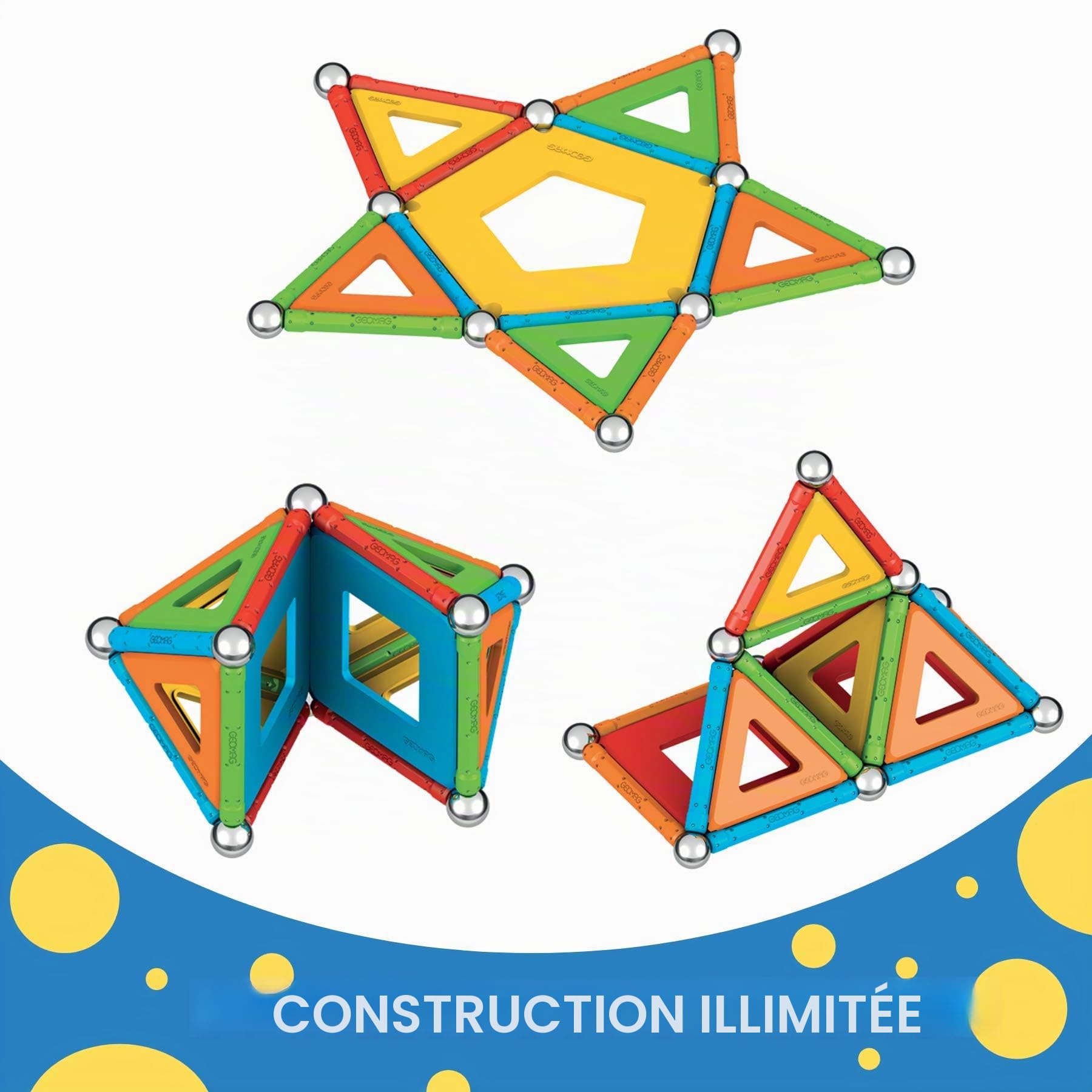 Geomag - Supercolor Blocs de Constructions Magnétiques pour Enfants, Jeu et Jouet en Forme de Cube, Green Collection 100% Plastique Recyclé, 52 pièces